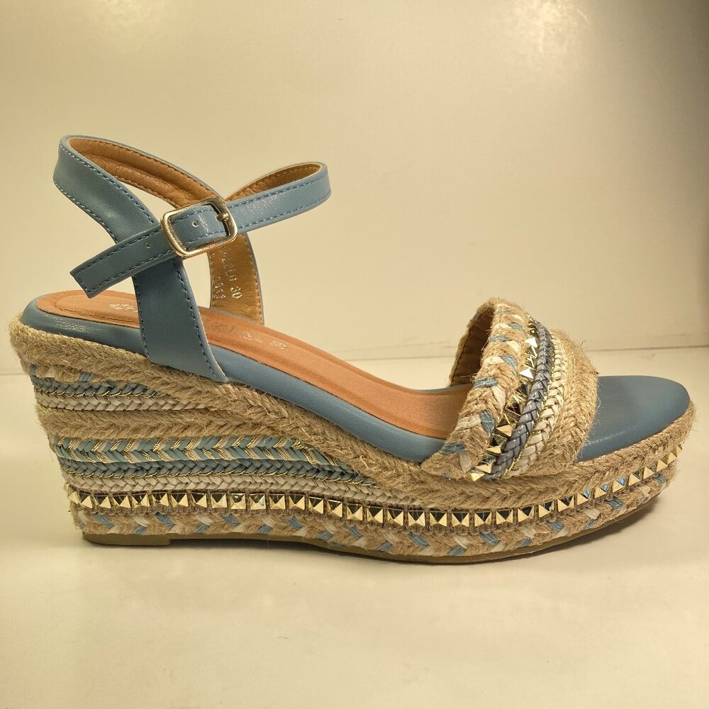Patrizia Light Blue Espadrille Wedge Sandals/ Studded/ Size US 8.5 - Picture 2 of 8